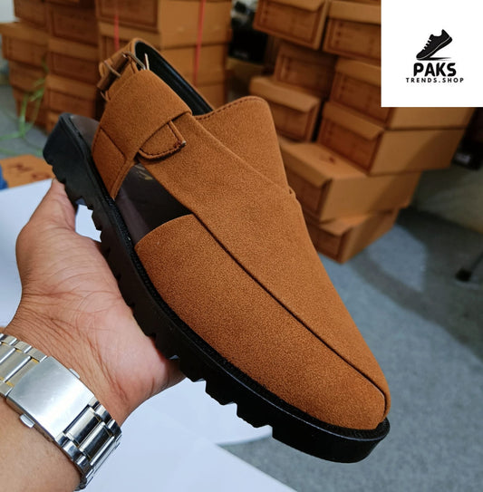 Premium Suede Camel Peshawari Chappal!