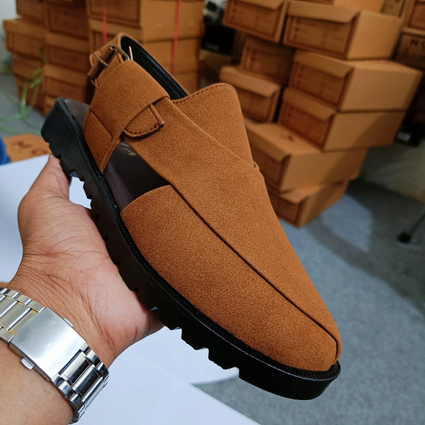Premium Suede Camel Peshawari Chappal!