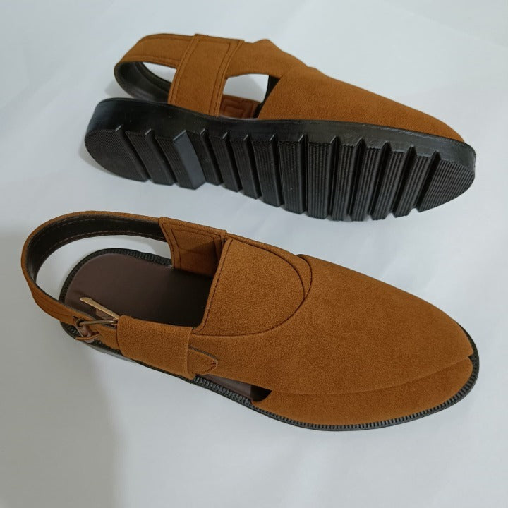 Premium Suede Camel Peshawari Chappal!